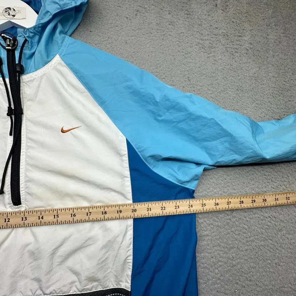 Vintage Nike Anorak 1/2 Colorblock Blue Windbreaker Jacket Womens Large Hooded